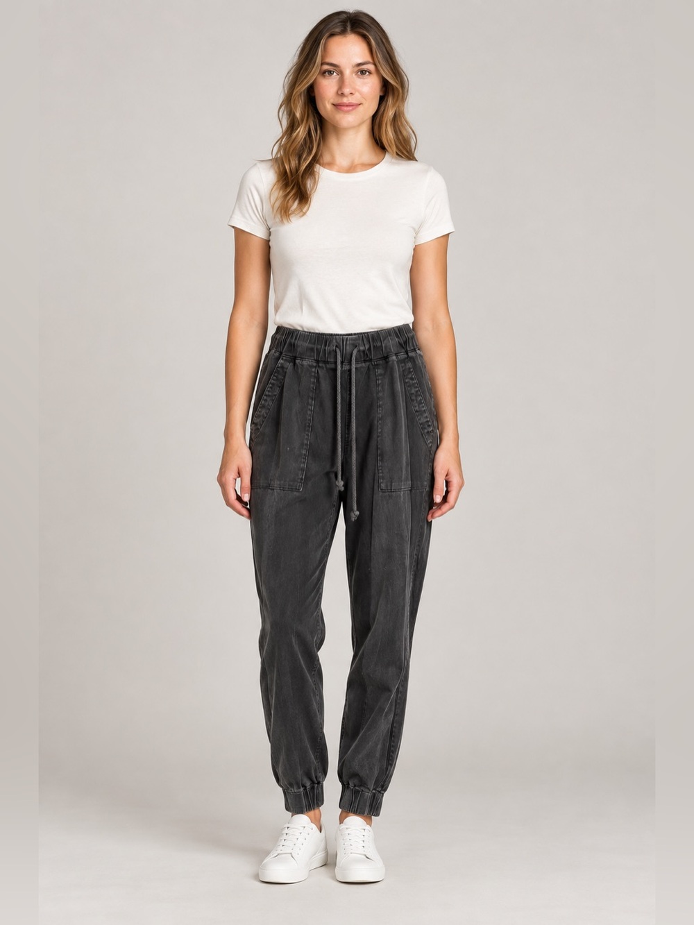 Cloth & Stone Charcoal Gray Washed Utility Jogger Pants Size M